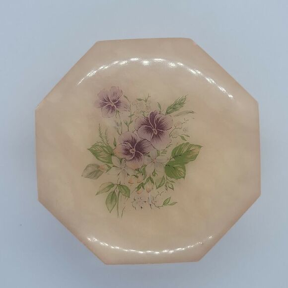 Vintage Genuine Alabaster Hand Carved Made in Italy Hinged Trinket/Jewelry Box - Picture 7 of 12